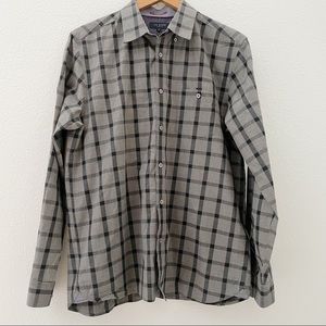 Ted Baker London charcoal black plaid dress shirt